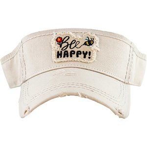 BEE HAPPY Vintage Distressed Visor NEW!